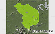 Physical 3D Map of Fencheng, darken, semi-desaturated