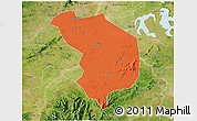 Political 3D Map of Fencheng, satellite outside
