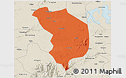 Political 3D Map of Fencheng, shaded relief outside