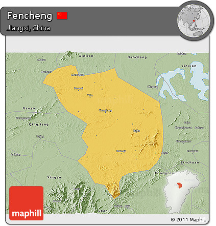 Savanna Style 3D Map of Fencheng