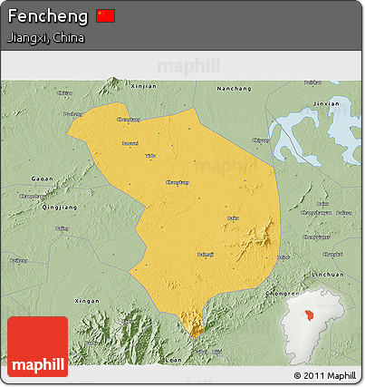 Savanna Style 3D Map of Fencheng