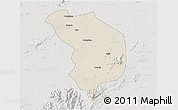 Shaded Relief 3D Map of Fencheng, lighten, semi-desaturated