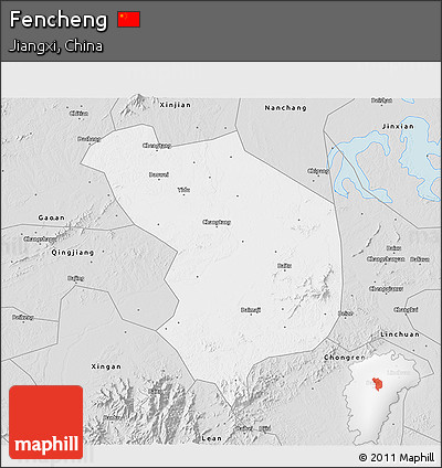 Silver Style 3D Map of Fencheng