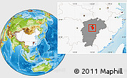 Physical Location Map of Fencheng, highlighted country, highlighted parent region