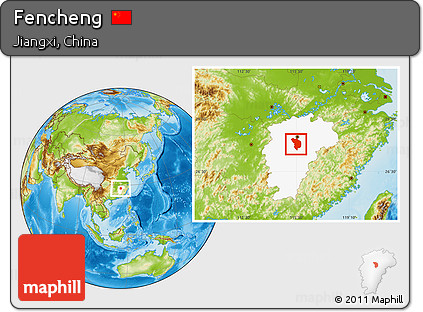 Physical Location Map of Fencheng, highlighted parent region