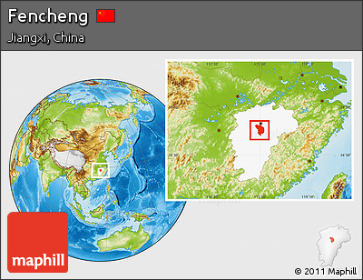 Physical Location Map of Fencheng, highlighted parent region