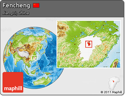 Physical Location Map of Fencheng, highlighted parent region