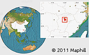 Satellite Location Map of Fencheng, highlighted country