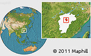 Satellite Location Map of Fencheng, highlighted parent region