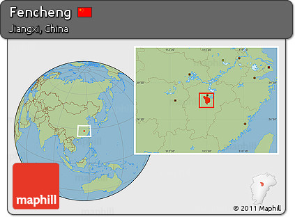 Savanna Style Location Map of Fencheng
