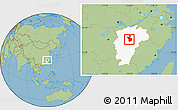 Savanna Style Location Map of Fencheng, highlighted parent region