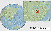 Savanna Style Location Map of Fencheng, hill shading
