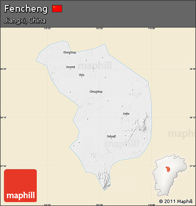 Classic Style Map of Fencheng, single color outside