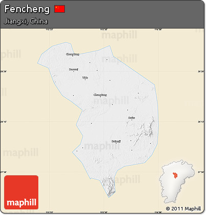 Classic Style Map of Fencheng, single color outside