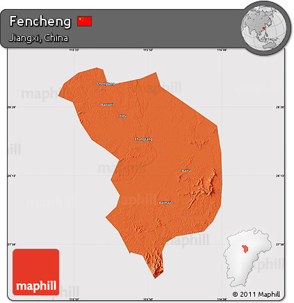 Political Map of Fencheng, cropped outside