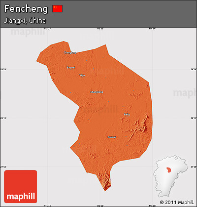 Political Map of Fencheng, cropped outside