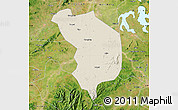 Shaded Relief Map of Fencheng, satellite outside
