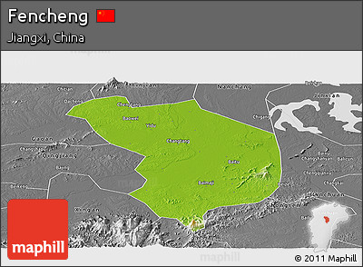 Physical Panoramic Map of Fencheng, desaturated