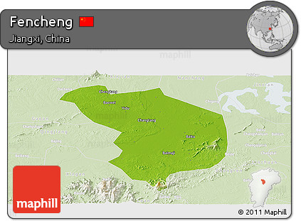 Physical Panoramic Map of Fencheng, lighten