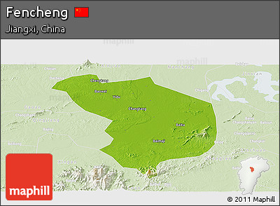 Physical Panoramic Map of Fencheng, lighten