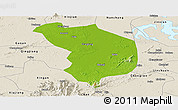 Physical Panoramic Map of Fencheng, shaded relief outside