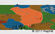 Political Panoramic Map of Fencheng, darken