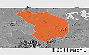 Political Panoramic Map of Fencheng, desaturated