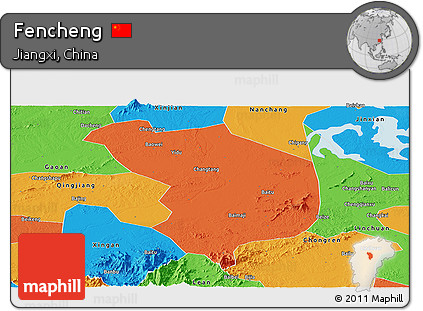 Political Panoramic Map of Fencheng
