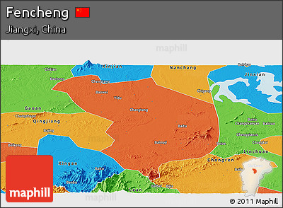 Political Panoramic Map of Fencheng