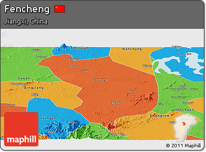Political Panoramic Map of Fencheng