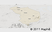 Shaded Relief Panoramic Map of Fencheng, lighten, semi-desaturated