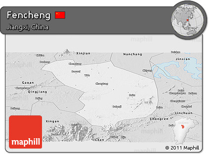 Silver Style Panoramic Map of Fencheng
