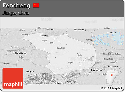 Silver Style Panoramic Map of Fencheng
