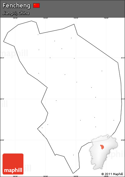 Blank Simple Map of Fencheng, cropped outside, no labels