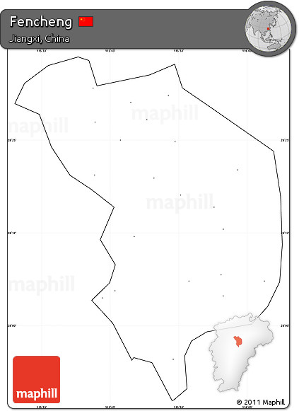 Blank Simple Map of Fencheng, cropped outside, no labels