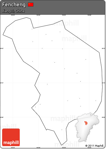 Blank Simple Map of Fencheng, cropped outside, no labels