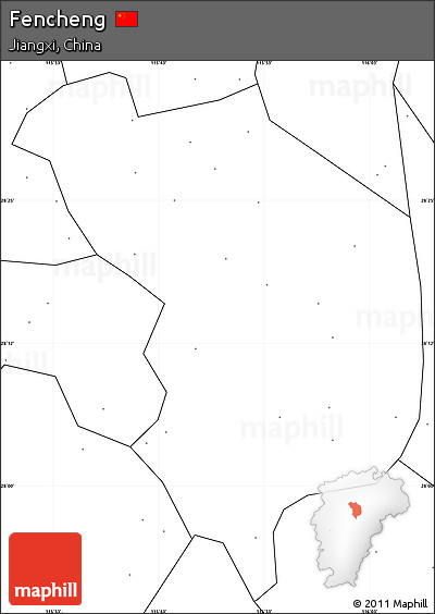 Blank Simple Map of Fencheng, no labels