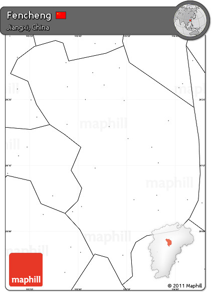Blank Simple Map of Fencheng, no labels