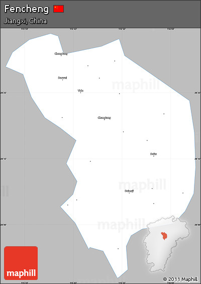 Gray Simple Map of Fencheng, single color outside