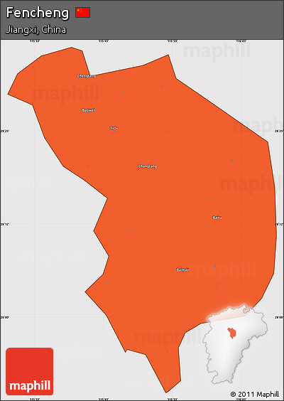 Political Simple Map of Fencheng, cropped outside