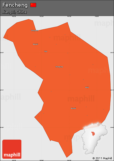 Political Simple Map of Fencheng, single color outside