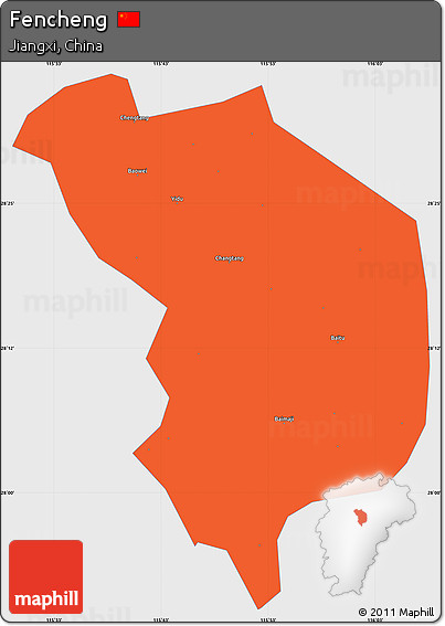Political Simple Map of Fencheng, single color outside