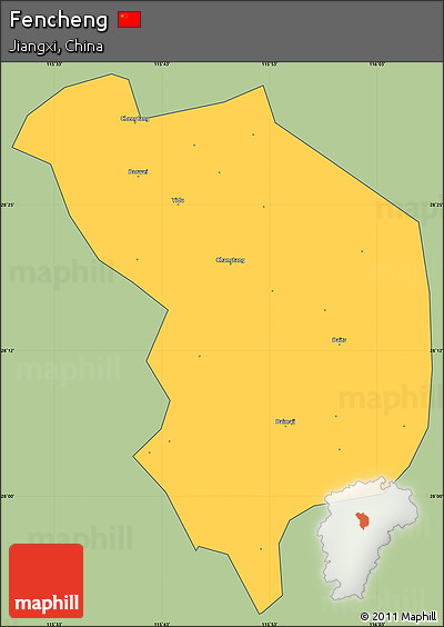Savanna Style Simple Map of Fencheng, cropped outside