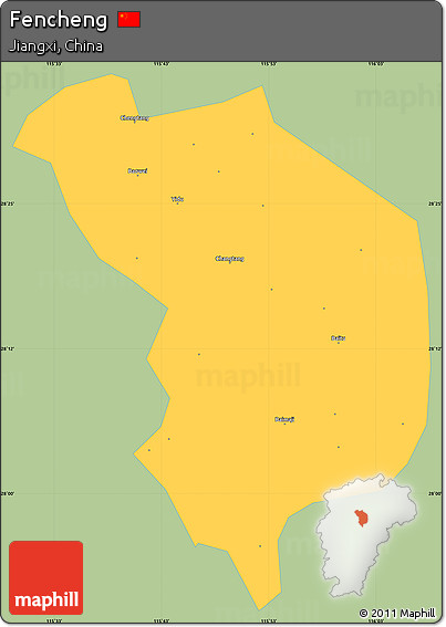 Savanna Style Simple Map of Fencheng, single color outside