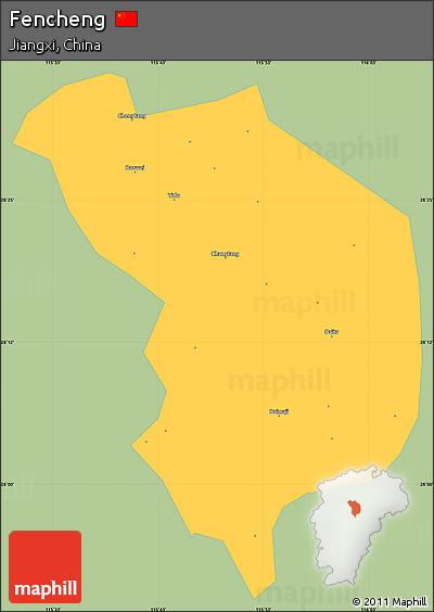 Savanna Style Simple Map of Fencheng, single color outside