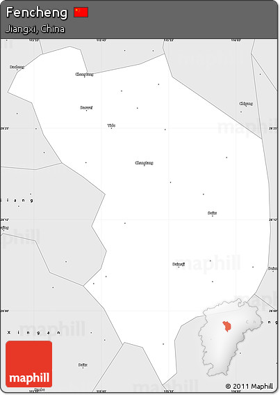 Silver Style Simple Map of Fencheng