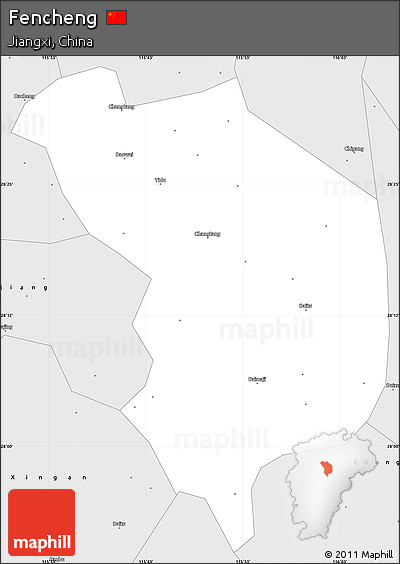 Silver Style Simple Map of Fencheng