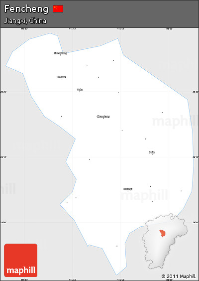 Silver Style Simple Map of Fencheng, single color outside