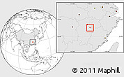 Blank Location Map of Fuzhou Shi, highlighted country