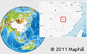 Physical Location Map of Fuzhou Shi, highlighted country